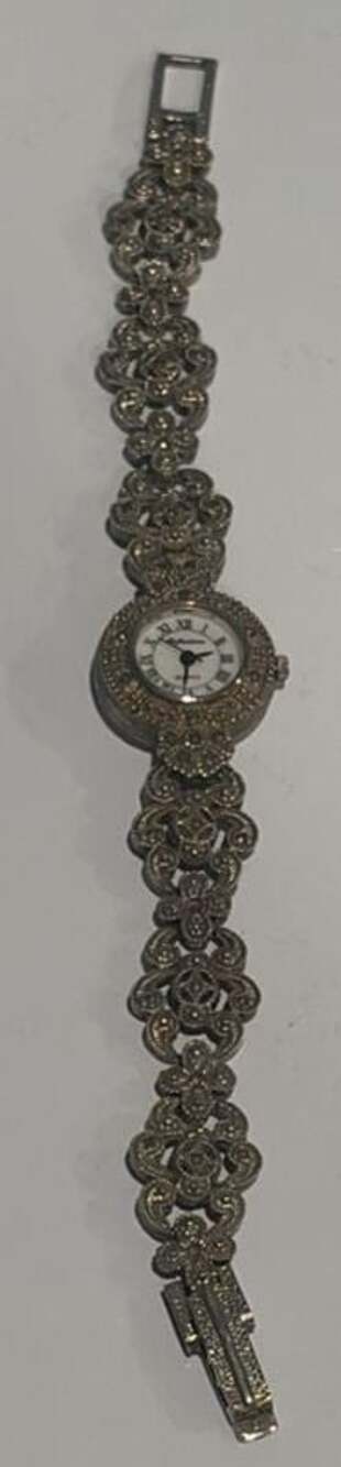 Reflections Vintage Ladies Quartz Watch with Marcasite-Style Filigree Bracelet